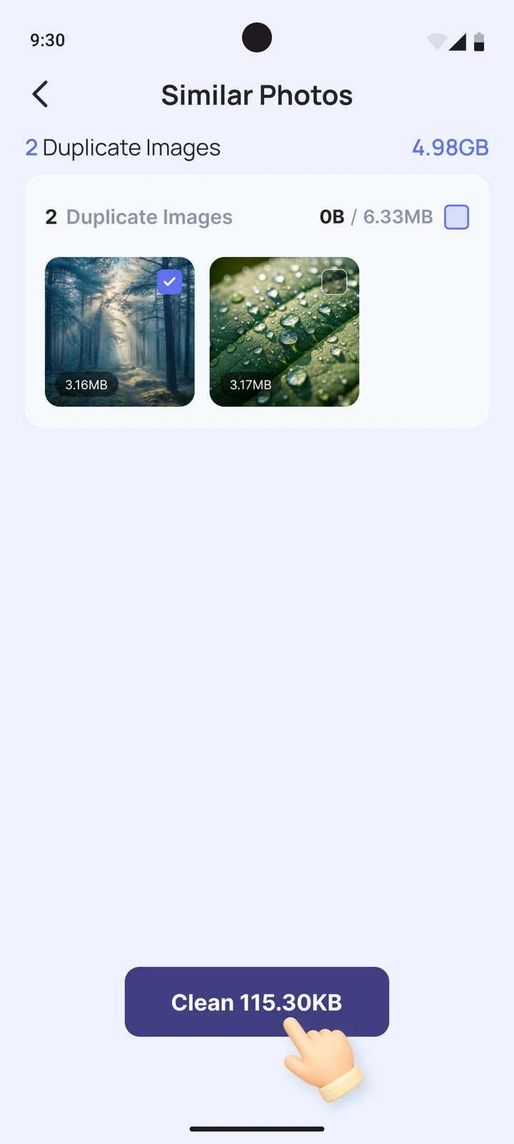MaxClean duplicate review with individually selectable items